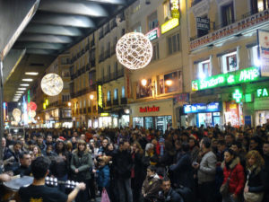 People waiting in the street for FNAC to open during my book signing 
