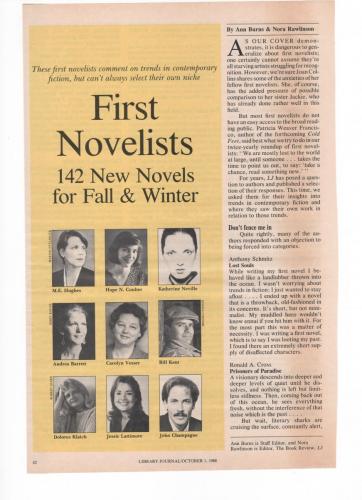 'First Novelists' Library Journal 1988 p1