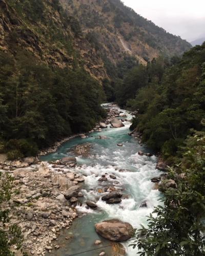 04 - The blue river is the Dhudh Kosi River. It flows out of Sagarmatha (Everest) National Park.